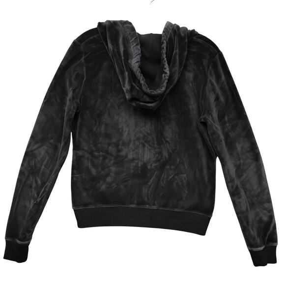 Hollister Velvet Hoodie Size Large Dark Gray Full Zipper Flawed Read Description - Picture 4 of 10